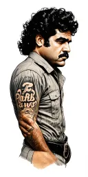 Pablo escobar and letters  tattoo design idea