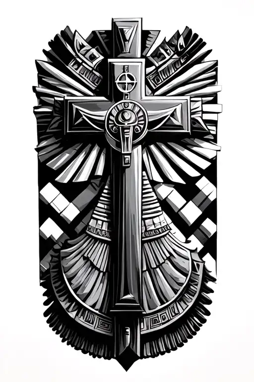 Christian Cross with Egyptian Motifs tattoo design idea