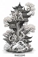 Something representing the family the determination and the stengh with a japanese style in black and white with some fa tattoo design idea