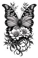 butterfly, semi colon, medusa, flower tattoo tattoo design idea