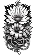 butterfly, semi colon, medusa, flower tattoo tattoo design idea