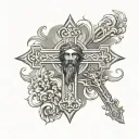 Orthodox cross and Jesus Christ tattoo design idea