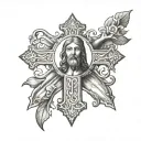 Orthodox cross and Jesus Christ tattoo design idea