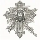 Orthodox cross and Jesus Christ tattoo design idea