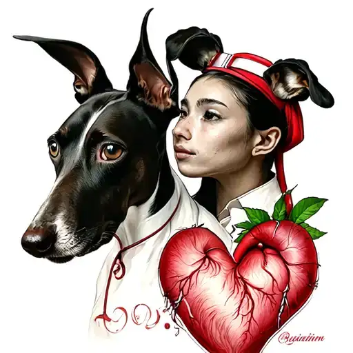 Thai nurse with 2 italian greyhounds and heart tattoo design idea