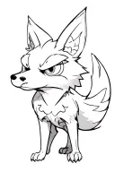 fox full body standing angry small not many details  tattoo design idea