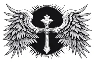 cross wings spread tattoo design idea