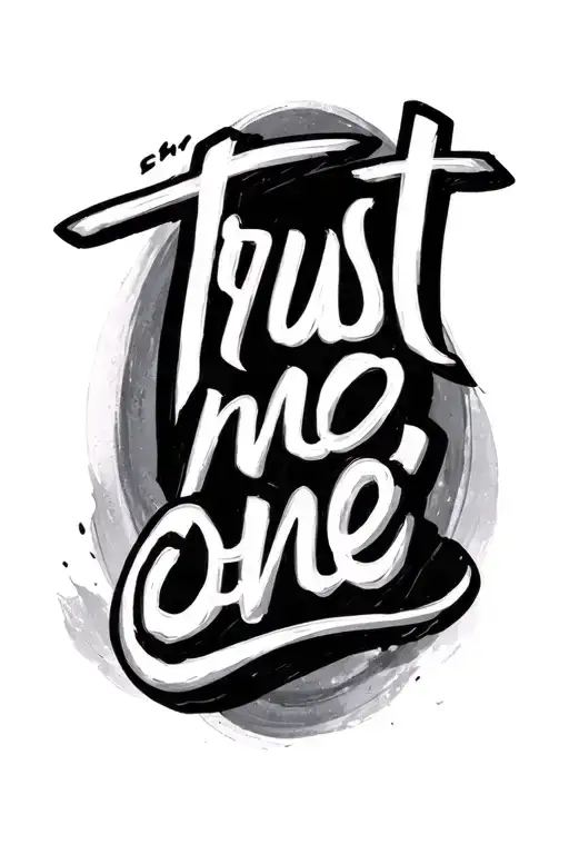 I would like the writing "Trust no one" in cursive, just the writing, without any drawings around it. tattoo design idea