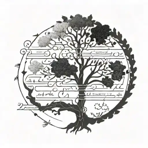 A family tree intertwined with mathematical equations symbolizing the bond between family and academia tattoo design idea
