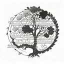A family tree intertwined with mathematical equations symbolizing the bond between family and academia tattoo design idea