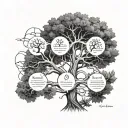 A family tree intertwined with mathematical equations symbolizing the bond between family and academia tattoo design idea