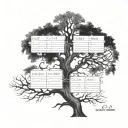 A family tree intertwined with mathematical equations symbolizing the bond between family and academia tattoo design idea