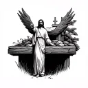 traditional faith based empty tomb tattoo design idea