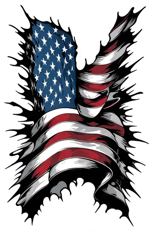 american flag skin rip tattoo design idea