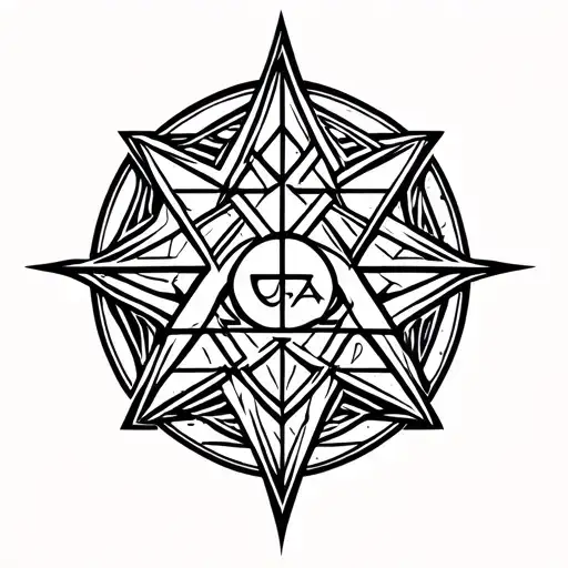 Valknut with the Ansuz rune inside, detailed design, clean lines, Nordic symbols, mysticism and spirituality. tattoo design idea