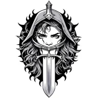 hooded warrior with sword tattoo tattoo design idea