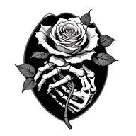 skeleton hand holding rose tattoo design idea