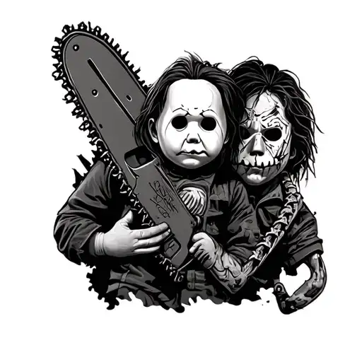 michael myers chucky jason freddy chainsaw massacor horror sleeve tattoo design idea