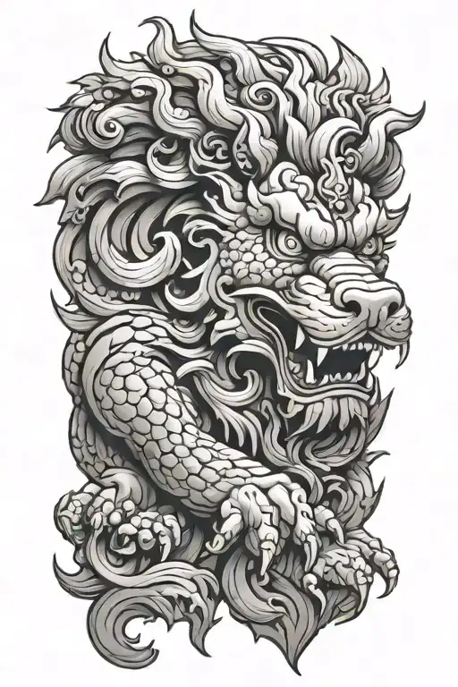Foo dog tattoo design idea