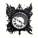 clock embedded in a stitched cut tattoo design idea