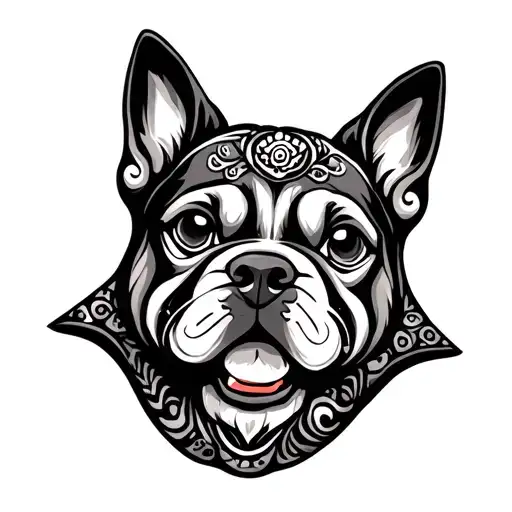 hamsa hand fu dog tattoo design idea