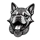 hamsa hand fu dog tattoo design idea