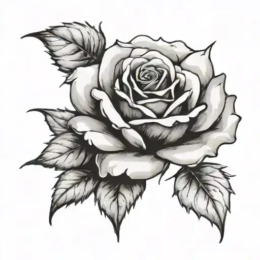 watercolor rose silhouette tattoo design idea