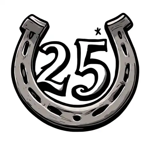 horse shoe with the number 25 on it  tattoo design idea