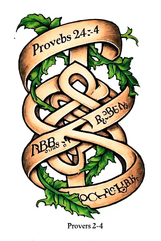 "Proverbs 24:3-4" "Proverbs 24:3-4" Celtic knot and a vine wrapping tattoo design idea