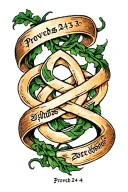 "Proverbs 24:3-4" "Proverbs 24:3-4" Celtic knot and a vine wrapping tattoo design idea
