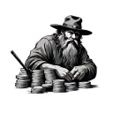 mountain man hustler counting stacks tattoo design idea