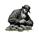 mountain man hustler counting stacks tattoo design idea