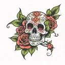  candy skull roses and the name jackie  tattoo design idea