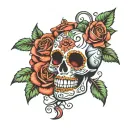  candy skull roses and the name jackie  tattoo design idea