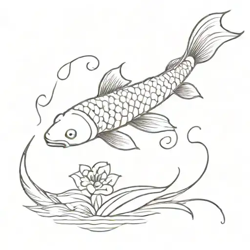 Koi fish and Chinese letters tattoo design idea