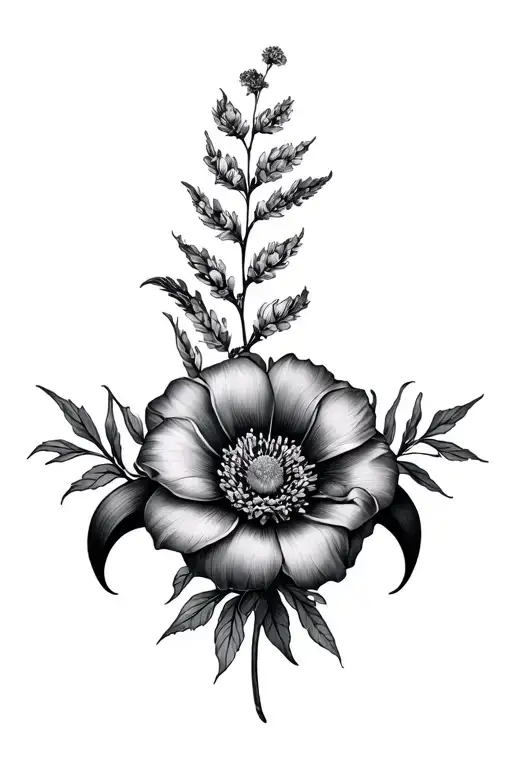 aries zodiac sign and march birth flower tattoo design idea