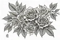 Japanese tree rose branch growing tattoo design idea