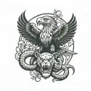 snake, eagle, lion tattoo design idea