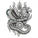 snake, eagle, lion tattoo design idea