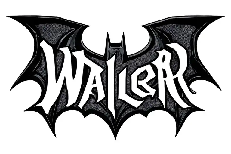 "Waller" "Waller" "Waller" batman symbol surrounded tattoo design idea