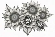 two sunflowers with a ladybug and honeybee tattoo design idea
