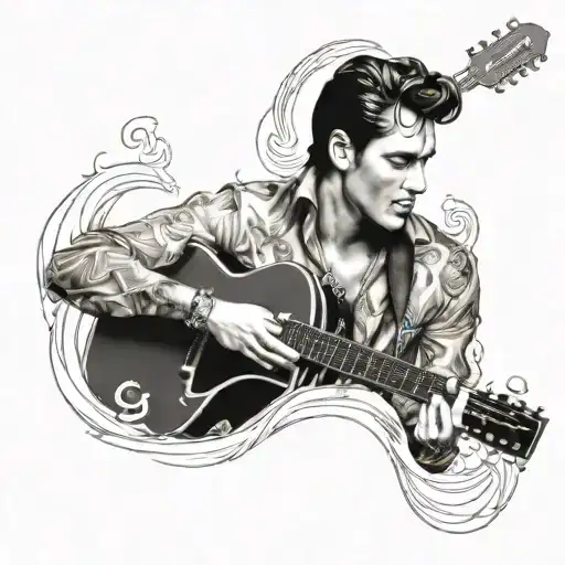 Elvis playing an anchor shaped guitar   tattoo design idea