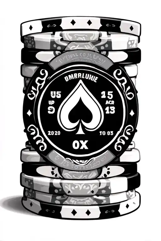poker chip with birthdate incorporated tattoo design idea