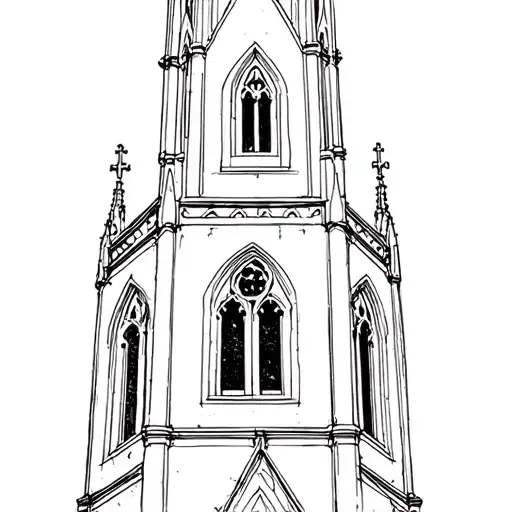 a church steeple gothic tattoo design idea