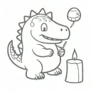 cute dinosaur roasting a marshmellow tattoo design idea