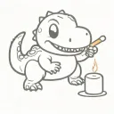 cute dinosaur roasting a marshmellow tattoo design idea