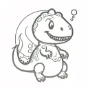 cute dinosaur roasting a marshmellow tattoo design idea