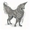 A majestic animal surrounded by intricate dotwork patterns, representing the divine presence of God in all living creatures tattoo design idea