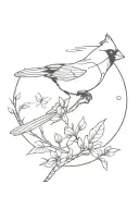 cardinal and butter fly tattoo design idea