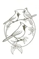 cardinal and butter fly tattoo design idea